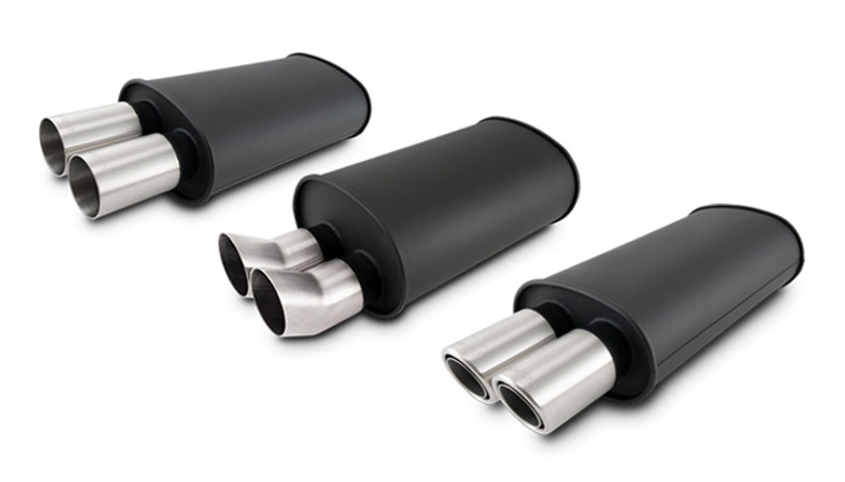 Flat Black Universal Mufflers with 304 Stainless Steel Exhaust Tips